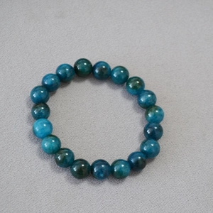 Retro Neo-Chinese 10mm blue apatite beaded elastic bracelet with natural stone texture