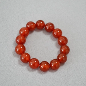 Bracelet élastique tendance avec perles d'agate rouge de 14mm et une finition polie brillante