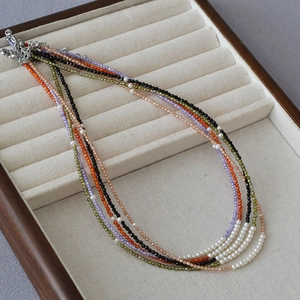 Handmade Freshwater Pearl Zirconia Beaded Necklace For Women Elegant Minimalist Copper Natural Stone Jewelry Choker Gift