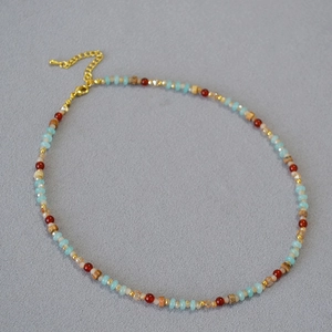Collier de perles bohème multicolore avec chaîne dorée réglable style Dunhuang