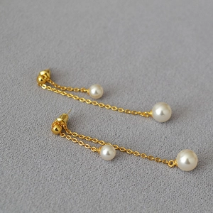 Artificial Pearl Tassel Drop Earrings With 925 Sterling Silver Earring Post Gold Plated Copper Chain Jewelry For Women Wedding Banquet