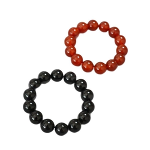 Bracelets extensibles en perles d'agate noire et rouge de 14mm au style audacieux