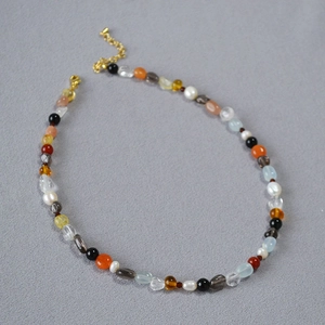 Vintage Irregular Natural Stone Freshwater Pearl Beaded Necklace Handmade Bohemian Style Clavicle Chain For Women Jewelry