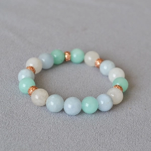 Summer Minimalist 10mm Optimized Jade Beaded Bracelet For Women Men Fresh Style Multi-Color Stone Elastic Bracelet Alloy Jewelry