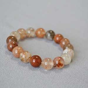 Vintage 10mm Natural Red Rutilated Quartz Beaded Bracelet For Women Handmade Elastic Crystal Fashion Jewelry Hand String Gift