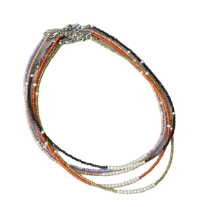 Multilayer colorful seed bead necklaces with freshwater pearls and silver lobster clasps