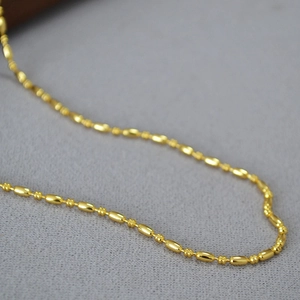 Minimalist Brass Gold Plated Rice Bead Necklace For Women Niche Fashion Elegant Choker Clavicle Chain Jewelry Accessory Gift