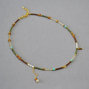 Collier Perles Bohème Vintage Fait à la Main Avec Perle d'Eau Douce Artistique Multicolore Collier pour Femme Bijoux Cadeau