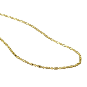 Minimalist gold plated brass oval bead chain necklace with polished metallic finish