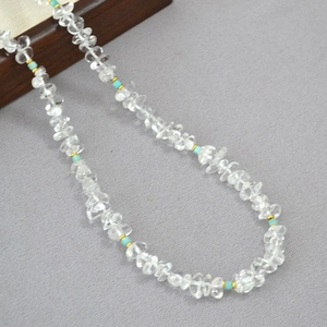Women Irregular White Crystal Beaded Necklace Bracelet Natural Stone Gold Plated Copper Accessories Minimalist Boho Choker Jewelry