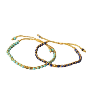 Bracelet fait main en perles de turquoise et lapis-lazuli au style bohème
