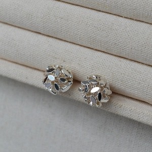 Minimalist Hollow Floral Ball Stud Earrings For Women 925 Sterling Silver Post Copper Silver Plated Geometric Jewelry