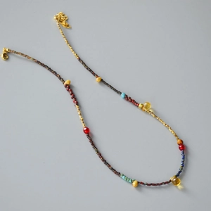 Handmade Bohemian Seed Bead Water Drop Pendant Necklace Retro Colorful Glass Bead Clavicle Chain Jewelry For Women