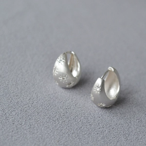 French Style Brushed Brass Star Zirconia Hoop Earrings For Women Minimalist Personalized Gold Silver Plated Jewelry Gift