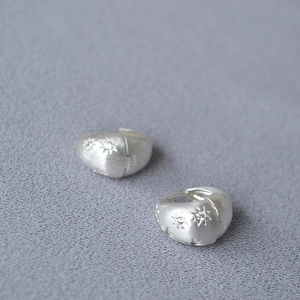 Macro shot of brushed silver star earrings with micro-inlaid cubic zirconia stones