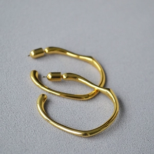 Irregular Wave Hoop Earrings 925 Sterling Silver Post Brass Gold Plated High End Simple Geometric Large Earrings For Women Jewelry