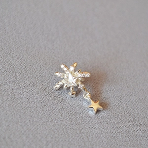Glitzernde Schneeflocken-Stern-Ohrstecker aus 925er Silber mit Zirkonia-Anhängern