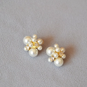 Boucles Oreilles Clous Fleur Künstliche Perles Avec Tige Argent 925 Laiton Plaqué Or Style Rétro Français Élégant Pour Femmes