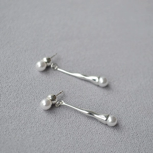 Water Drop Dangle Earrings Brass Imitation Artificial Pearl Black Agate With 925 Sterling Silver Earring Post Minimalist Women