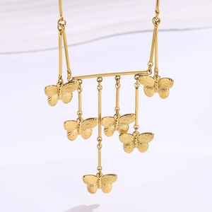 Auffällige Gold-Schmetterling-Halskette mit Quasten aus vergoldetem 18K Edelstahl-Design