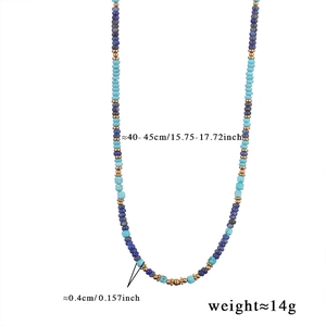 Lapis lazuli beaded necklace detail with 40-45cm length and 4mm diameter bead size