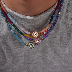 Bohemian Edelstahl Böser Blick Perlenkette Für Damen Bunte Kristall Heilung Anhänger Halskette Mode Schmuck Geschenk