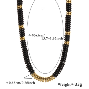 Handgefertigte Boho-Tigerauge-Halskette mit Edelstahlscheiben 40cm lange Perlenkette