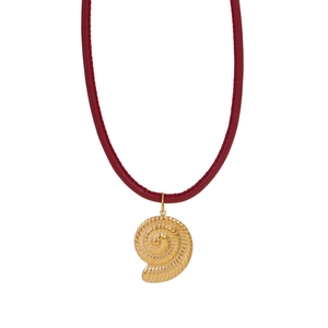Cowhide leather necklace with golden nautilus shell pendant in creative ocean style