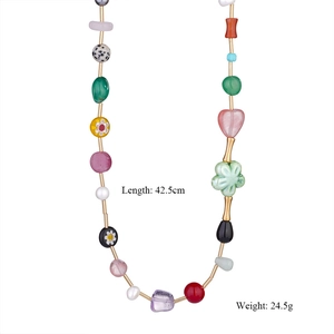 Detail of colorful beaded necklace with sea star and heart shapes, length 42.5cm