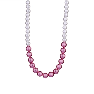 Colorful pearl necklace featuring white and purple beads with natural glossy finish