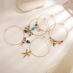 Bohemian Choker Halskette Edelstahl Naturstein Künstliche Perle Seestern Böser Blick Herz Anhänger Sommer Strand Schmuck Damen