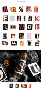 Alphabet-Aufkleber im Retro-Ransom-Stil für Journale auf dunklem Hintergrund