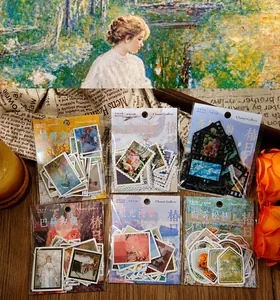 Set di 50 adesivi PET vintage stile pittura a olio con motivi floreali e d'arte classica