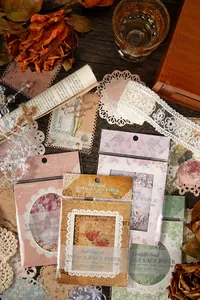 Papier dentelle rétro série forêt verte pour scrapbooking et journal intime DIY