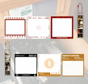 Scrapbook stickers in retro filmthema met esthetische vintage filmframe designs