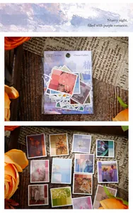 Dettaglio degli adesivi pittura a olio Starry Violet con palette per scrapbooking