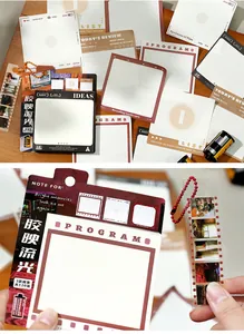 Retro film-thema briefpapierset met bladwijzers en 120 vintage memovelletjes