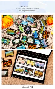 Dettaglio di adesivi PET stile film con dipinti a olio vintage e decori floreali