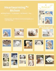Detail von 45 Stück Bichon Frise Scrapbooking-Aufklebern mit beschreibbarer Papiertextur