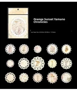 Détails du lot de 15 autocollants en papier dentelle vintage aux motifs floraux variés