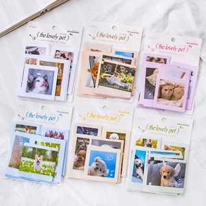Cute Pet Animal LOMO Stickers Korean Style Writable Polaroid DIY Scrapbooking Decor Stickers Cat Dog Theme