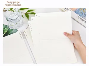 Détail de feuilles mobiles de recharge avec lignes horizontales et citation de décoration