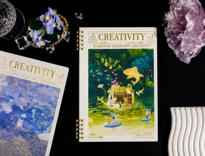Vue détaillée du carnet à spirale série Forêt avec couverture dentelle vintage dessinée main