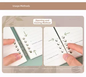 Détail montrant l'ouverture des anneaux transparents du carnet de notes style dentelle