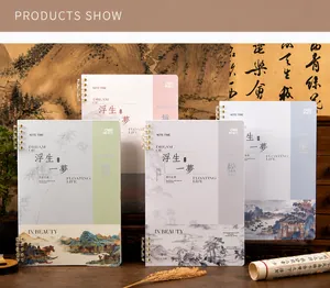 Détails des carnets à spirale B5 avec peintures de paysages chinois traditionnels
