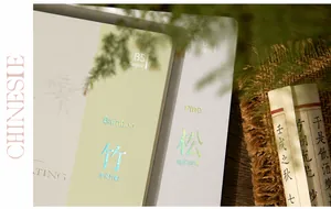 Vue détaillée du cahier B5 avec marquage à l'or laser et design de couverture forêt