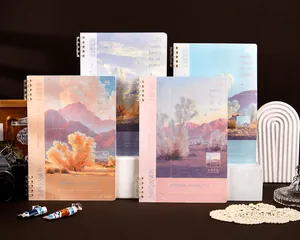 Carnet à spirale B5 avec couverture de peinture à l'huile et accessoires de style rétro