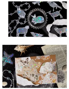 Adesivi olografici in PET con motivi animali per scrapbooking e decorazioni fai da te