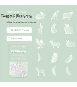 Dettaglio macro degli adesivi PET Forest Dream con finitura perlata lucida, 15 pezzi