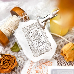 Vintage floral art stamp with Meaning Life text and decorative border for DIY journaling